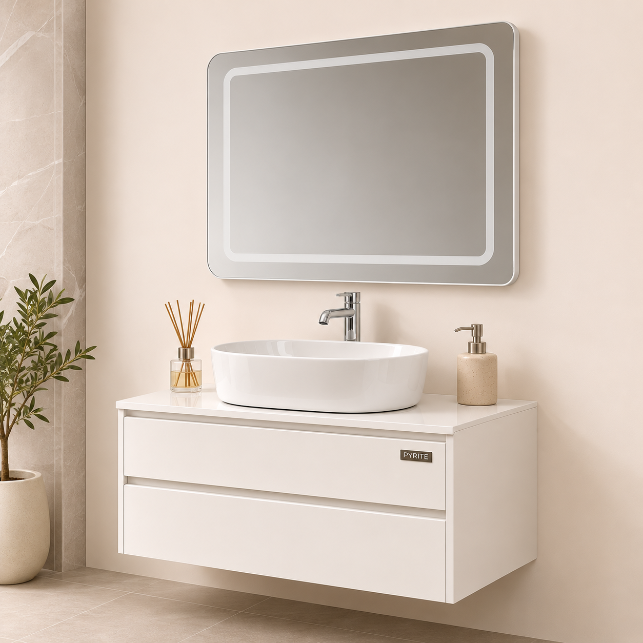 Modern White Floating Vanity Showcase